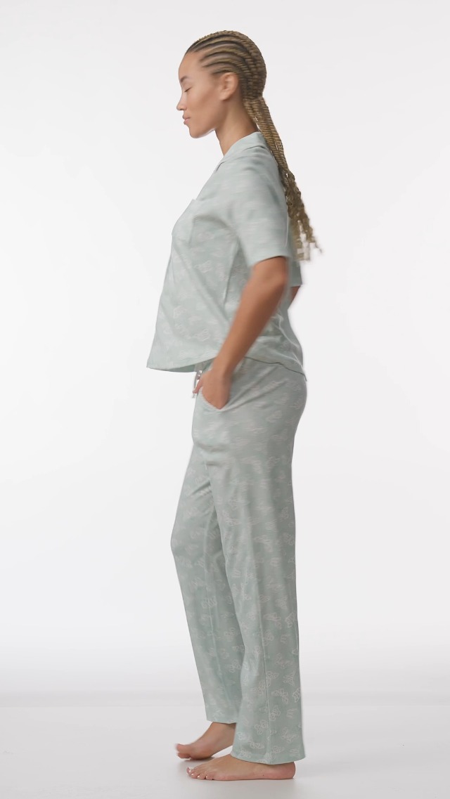 Karen Neuburger Women's Short-Sleeve Notch Collar Top and Pant